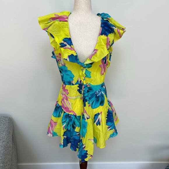 MILLY CABANA Women's Dana Floating Cosmos Dress Size S In Jux Neon Yellow - Picture 4 of 15